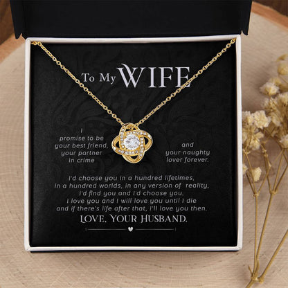Best Gift for Wife from Husband - Emotional Love Jewelry for Birthday, Valentine’s Day, Anniversary & Christmas - Love Knot Necklace