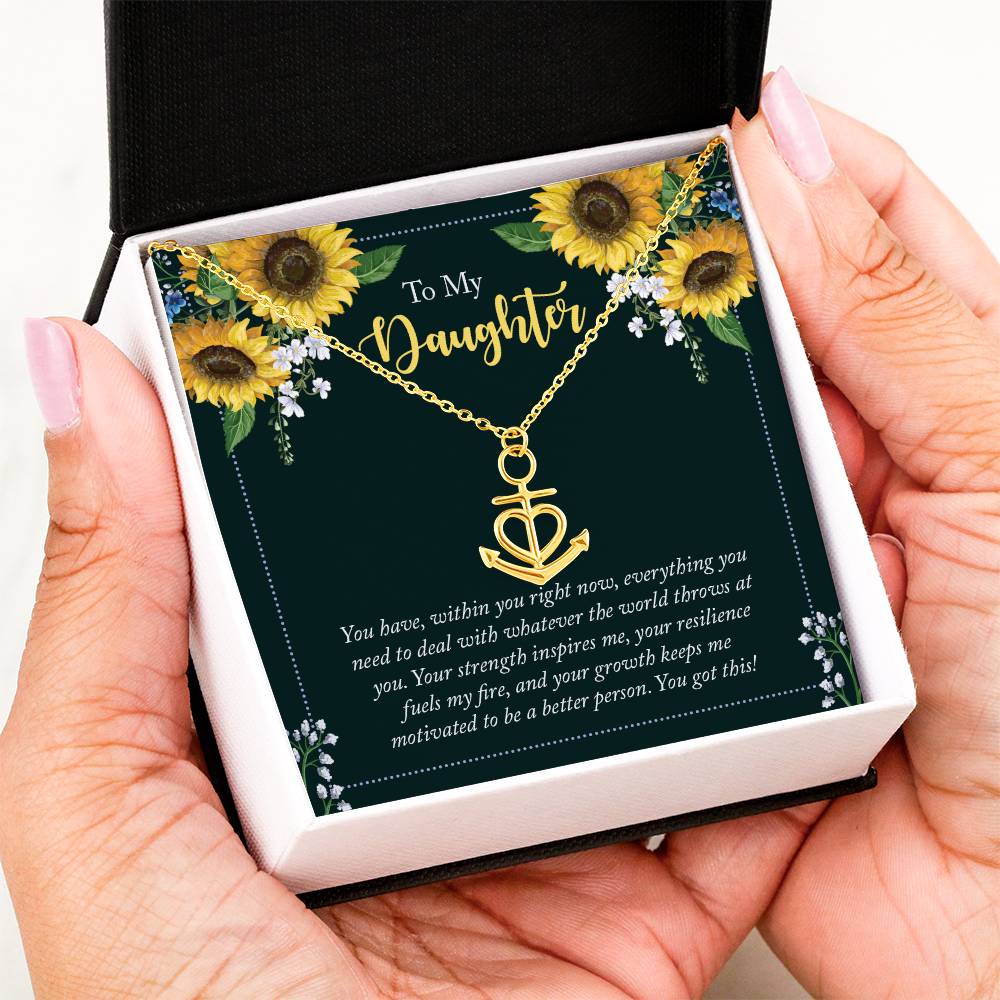 To My Daughter Necklace – Daughter Christmas Graduation Jewelry Gift – Anchor Pendant Necklace