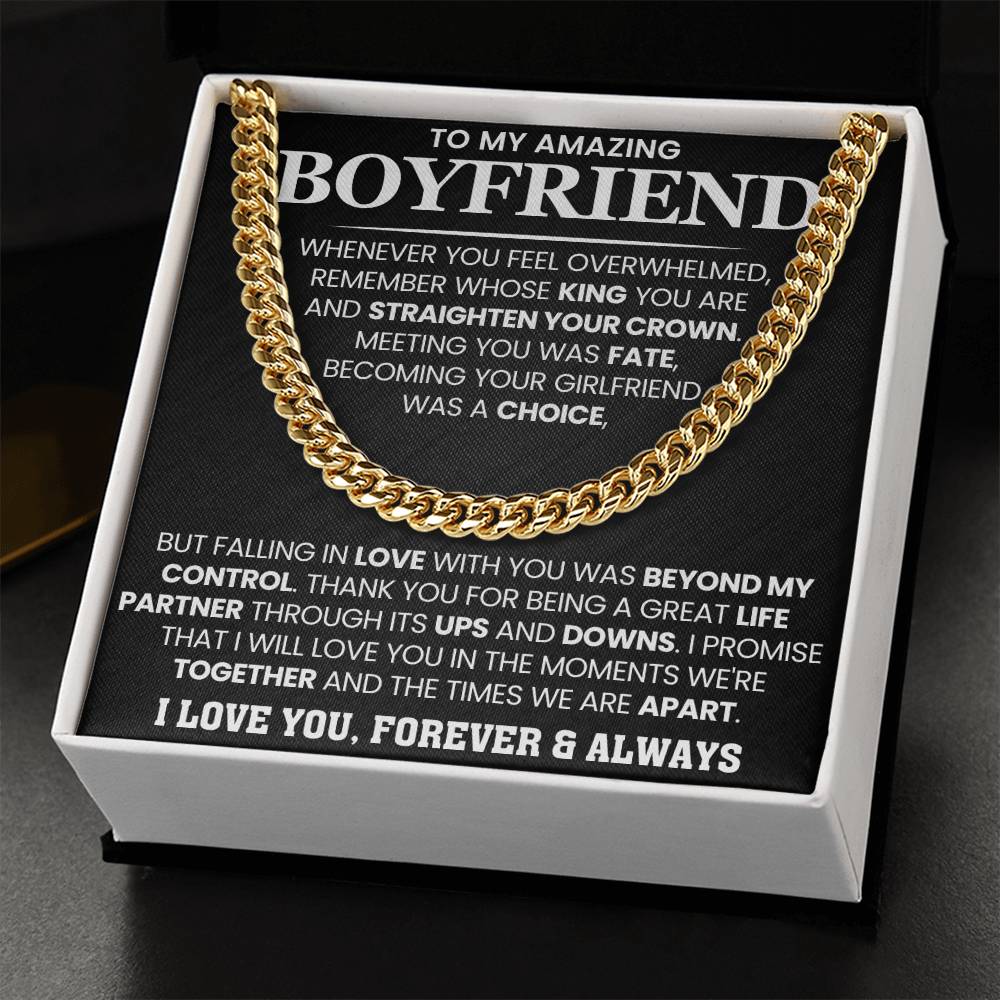 Cuban Link Chain for Boyfriend - Meeting you was fate - Birthday, Anniversary & Christmas Gift for Him