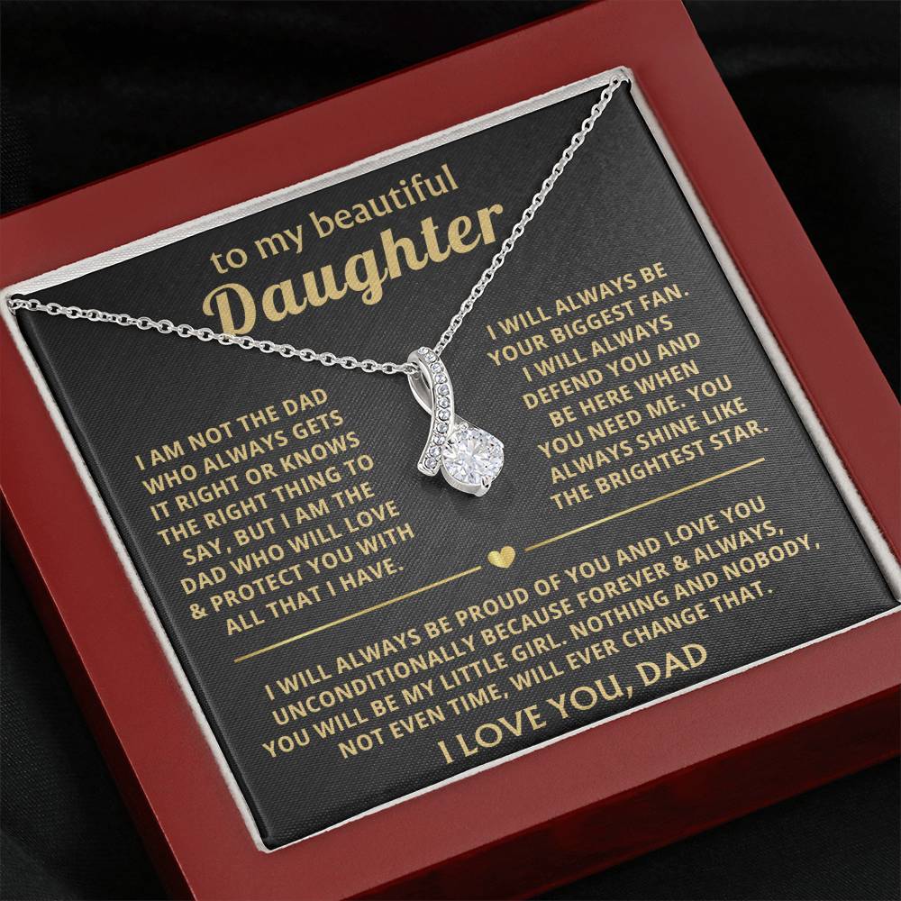 To My Daughter Necklace - Proud Dad to Daughter Jewelry for Birthday, Graduation & Special Celebrations - Alluring Beauty Necklace