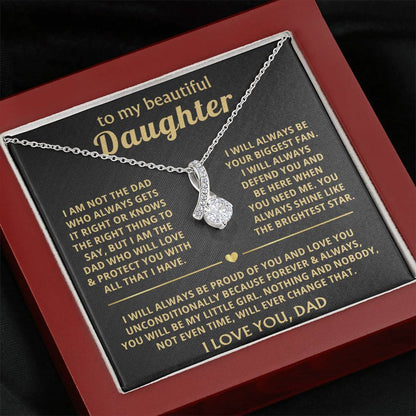 To My Daughter Necklace - Proud Dad to Daughter Jewelry for Birthday, Graduation & Special Celebrations - Alluring Beauty Necklace