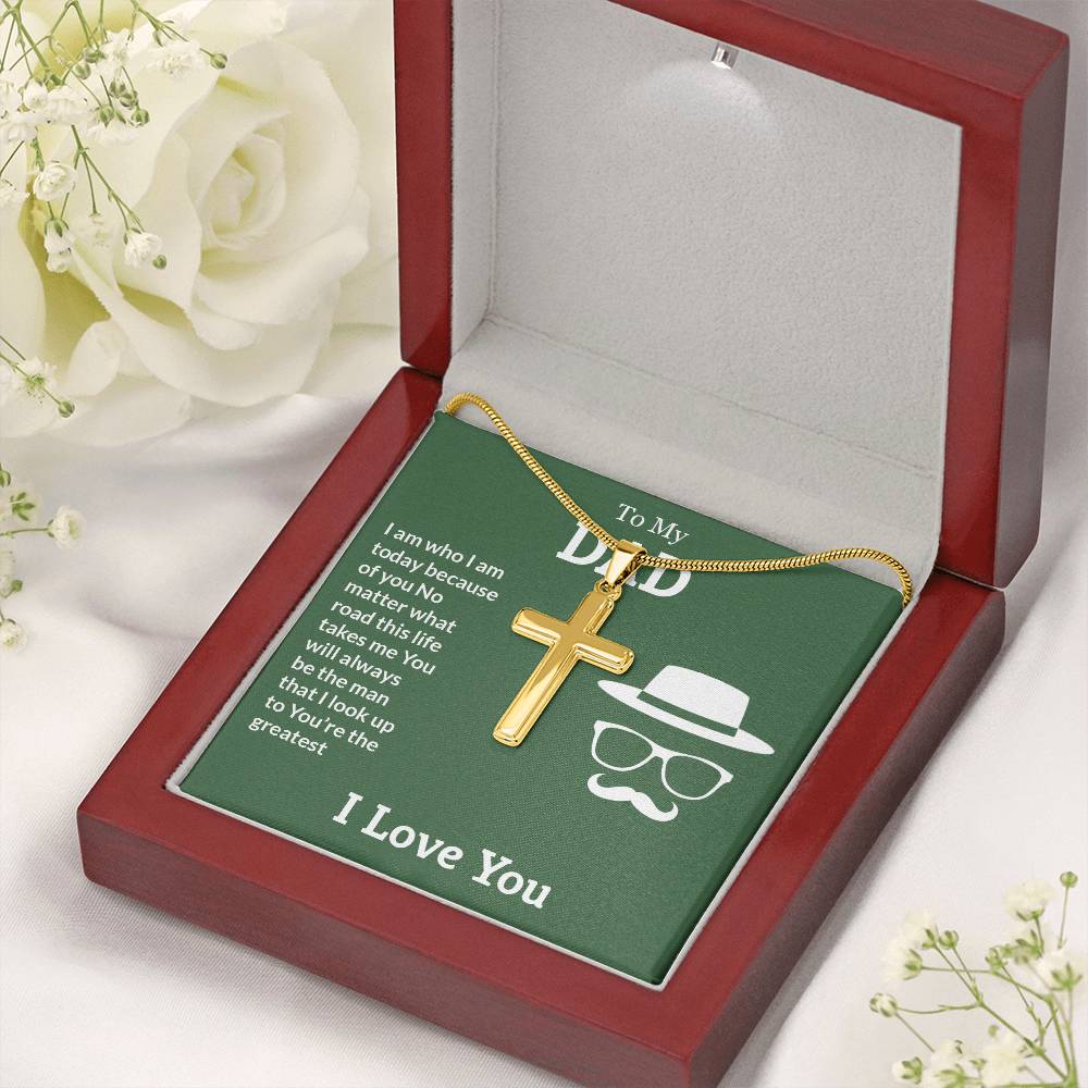 To My Dad Necklace - You're the greatest - Dad Gift from Kids - Artisan Cross Necklace