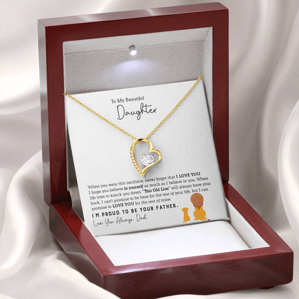 To My Daughter Necklace - Emotional Jewelry from Dad to Celebrate Love Every Day & Always - Forever Love Necklace