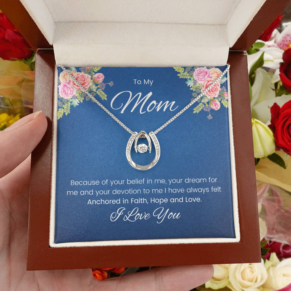 To My Mom - Lucky in Love Necklace - Mom Gift from Son/Daughter