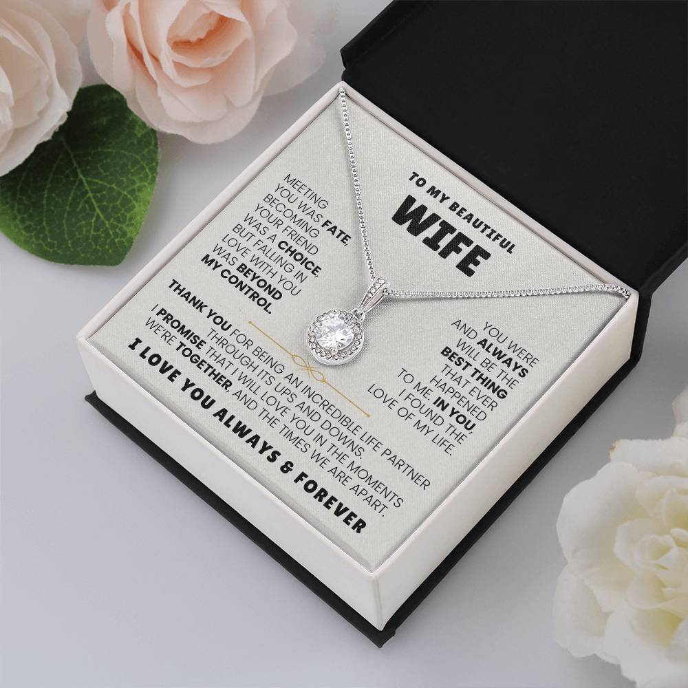 To My Beautiful Wife Necklace - Husband to Wife Jewelry for Romantic Valentine’s Day, Birthday & Anniversary Gifts - Eternal Hope Necklace