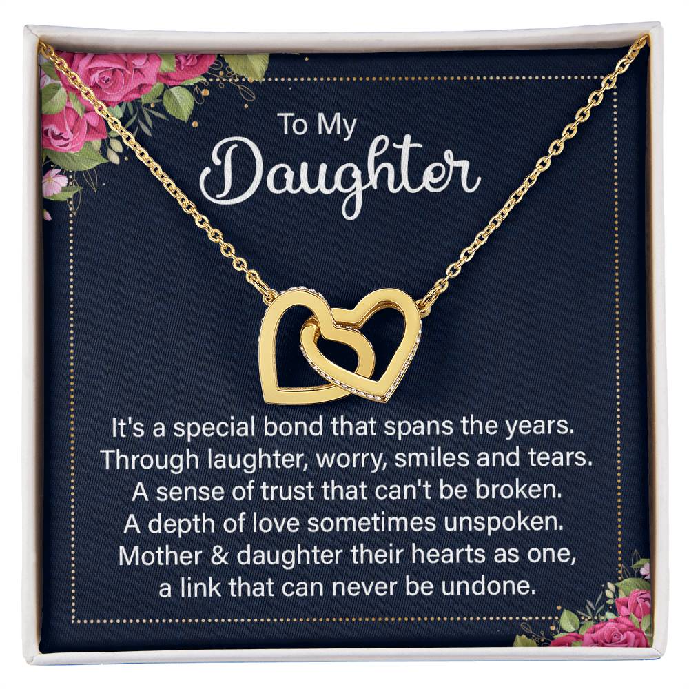 To My Daughter Necklace – Perfect Daughter Gift for Graduation & Birthday – Interlocking Hearts Necklace