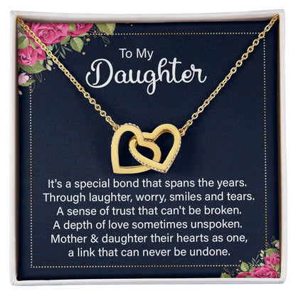 To My Daughter Necklace – Perfect Daughter Gift for Graduation & Birthday – Interlocking Hearts Necklace