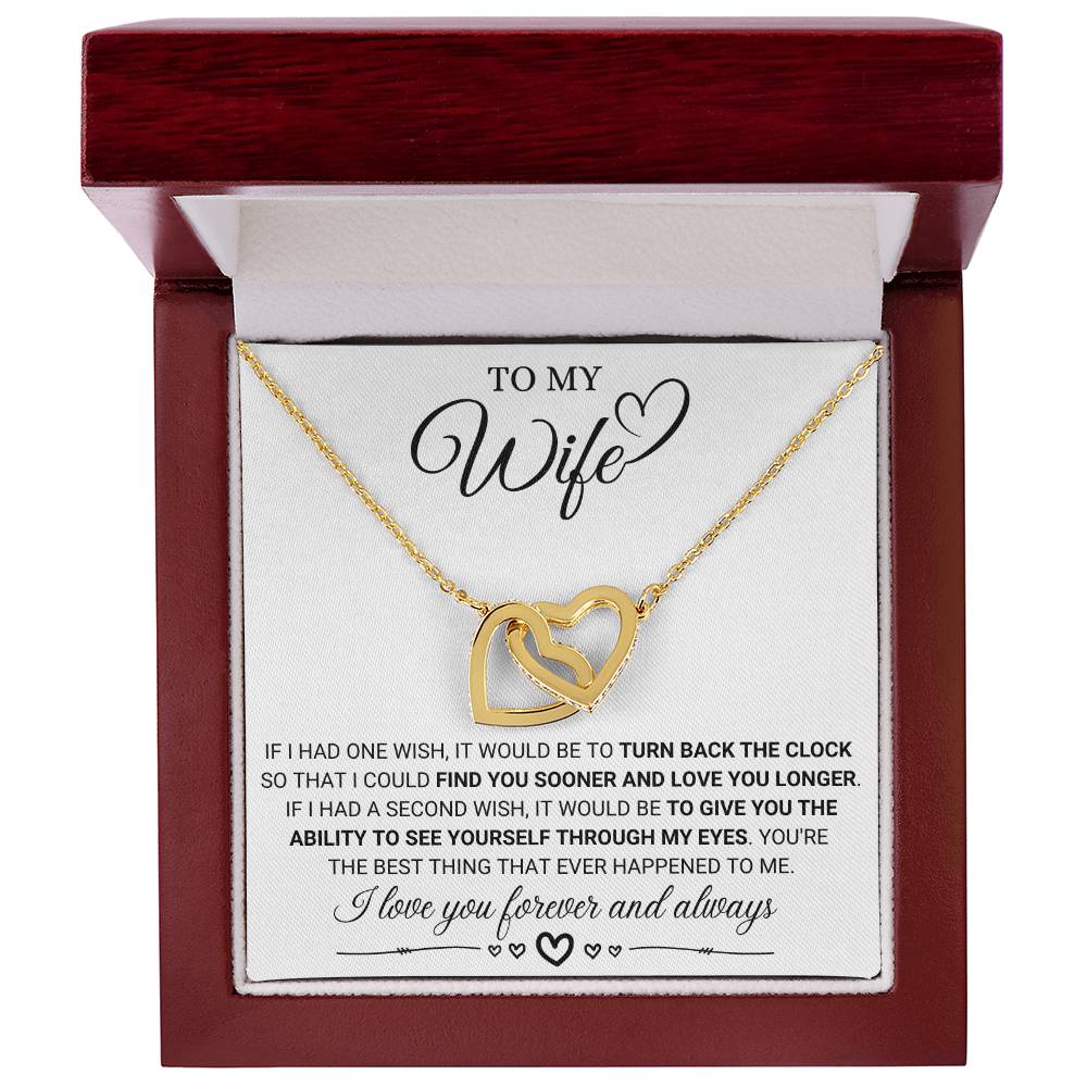 To My Wife Necklace from Husband - Sweet Anniversary Jewelry - Interlocking Hearts Necklace