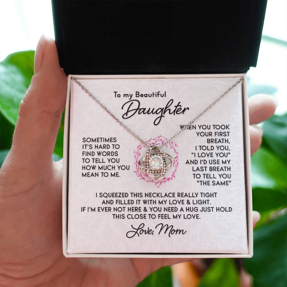 To My Daughter Necklace – Holiday Gift for Daughter Graduation from Mom – Love Knot Necklace