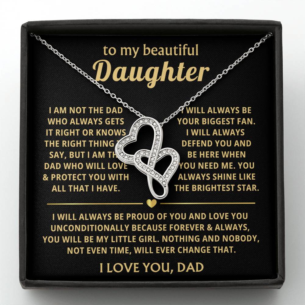 To My Daughter Necklace - Sentimental Birthday Gift from Dad, Meaningful Jewelry for Milestones & Holidays - Heart-to-heart Pendant Necklace