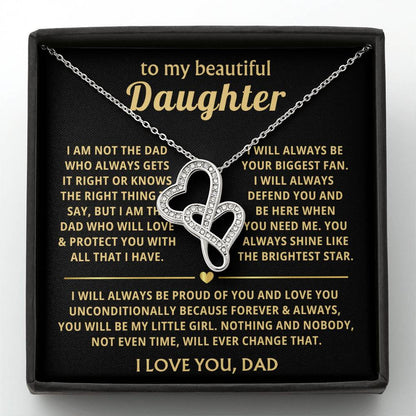 To My Daughter Necklace - Sentimental Birthday Gift from Dad, Meaningful Jewelry for Milestones & Holidays - Heart-to-heart Pendant Necklace