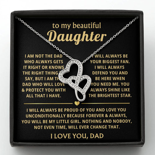 To My Daughter Necklace - Sentimental Birthday Gift from Dad, Meaningful Jewelry for Milestones & Holidays - Heart-to-heart Pendant Necklace