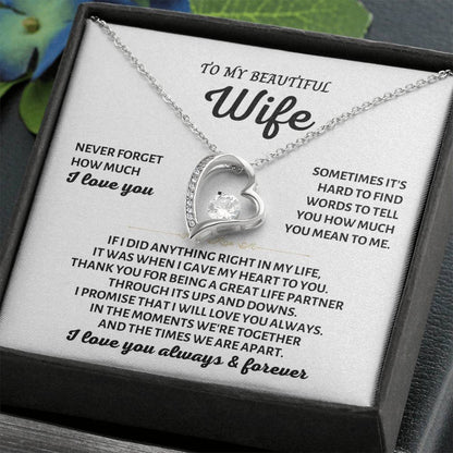 To My Beautiful Wife Necklace - Unforgettable Husband Gift, Emotional Jewelry for Anniversary & Valentine’s Day - Forever Love Necklace