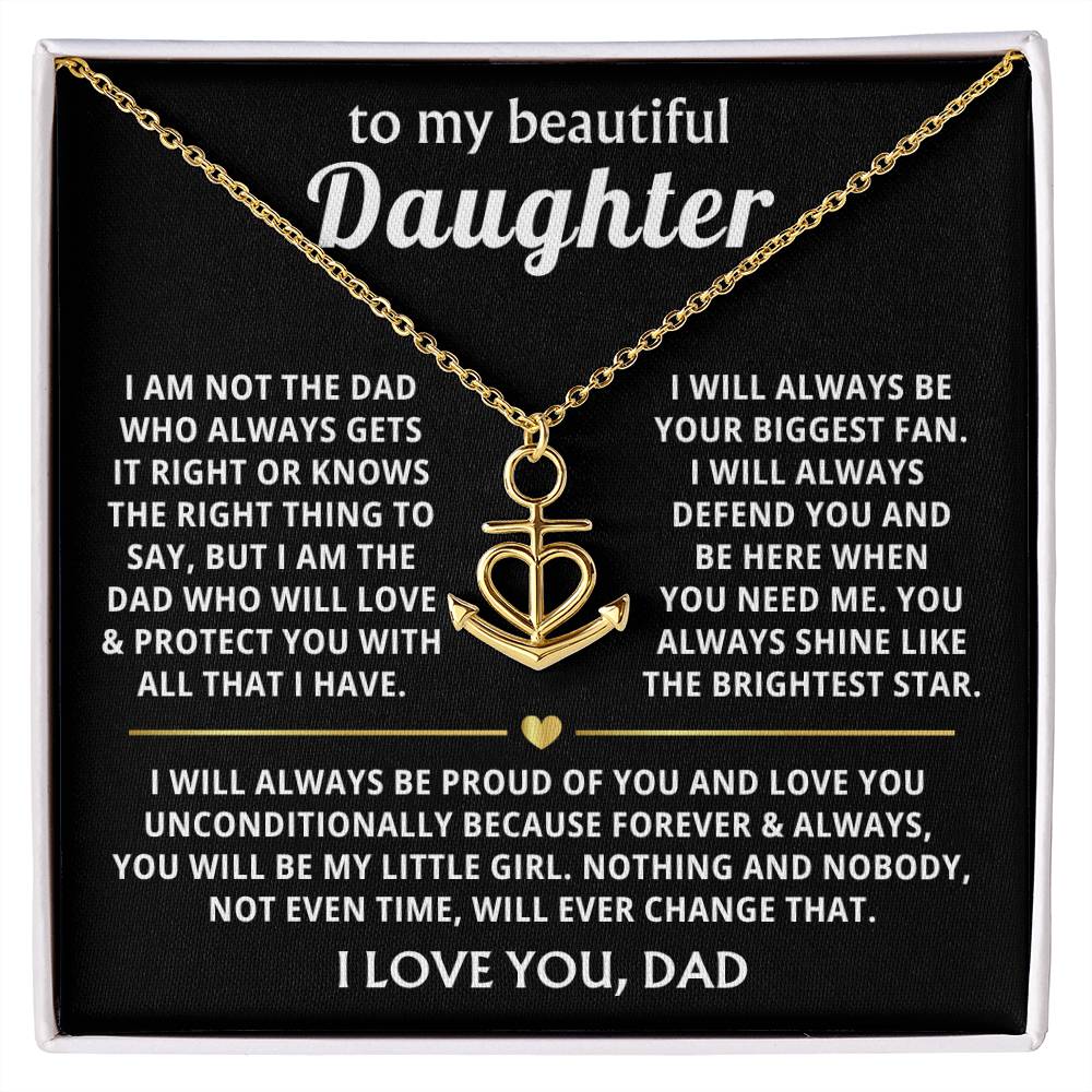 To My Daughter Necklace - Best Gift for Daughter from Dad - Anchor Pendant Necklace