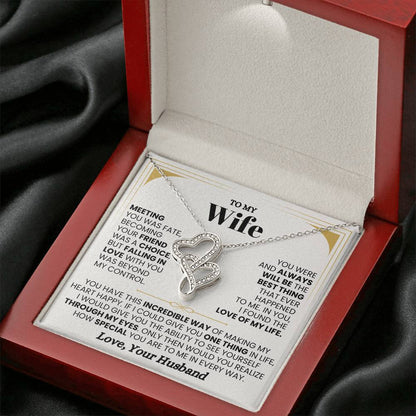 To My Wife Necklace - Sentimental Birthday Gift from Husband, Romantic Jewelry for Valentine’s Day & Holidays - Heart-to-heart Pendant Necklace