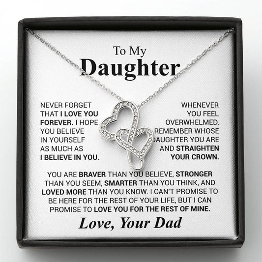 To My Daughter Necklace – Graduation & Christmas Gift from Dad – Heart-to-heart Pendant Necklace