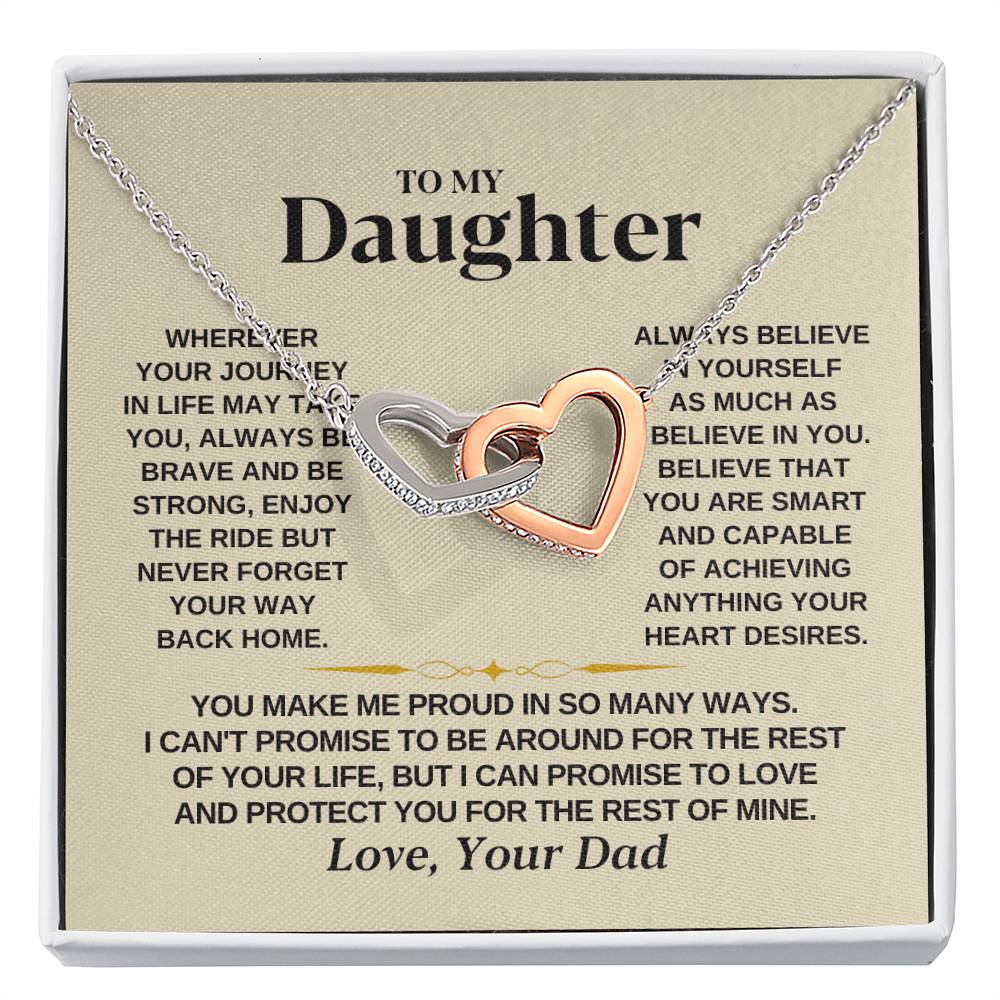 To My Beautiful Daughter Necklace - I Believe In You - Present for Daughter from Dad - Interlocking Hearts Necklace