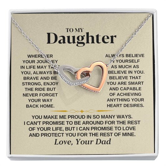 To My Beautiful Daughter Necklace - I Believe In You - Present for Daughter from Dad - Interlocking Hearts Necklace