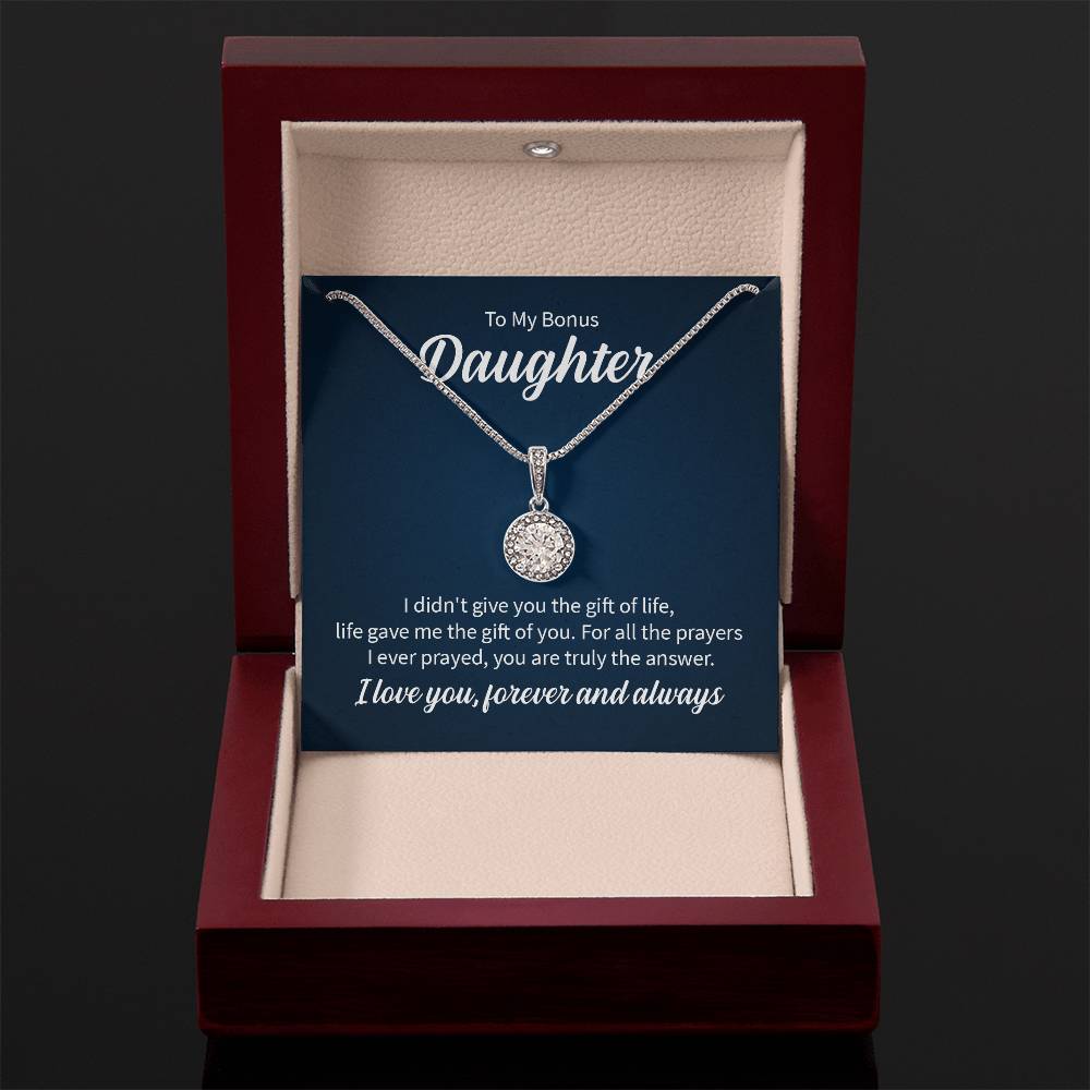 To My Bonus Daughter Necklace – Daughter Birthday Graduation Celebration Gift – Eternal Hope Necklace