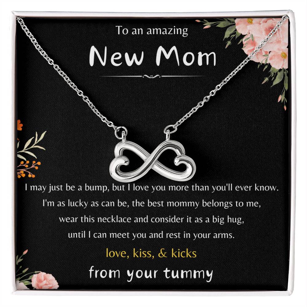 To An Amazing New Mom - Love Kiss & Kicks from Your Tummy- Endless Love Necklace - New Mom Gift