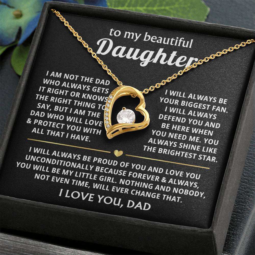 To My Daughter Necklace - Proud Dad to Daughter Jewelry for Birthday, Graduation & Special Celebrations - Forever Love Necklace