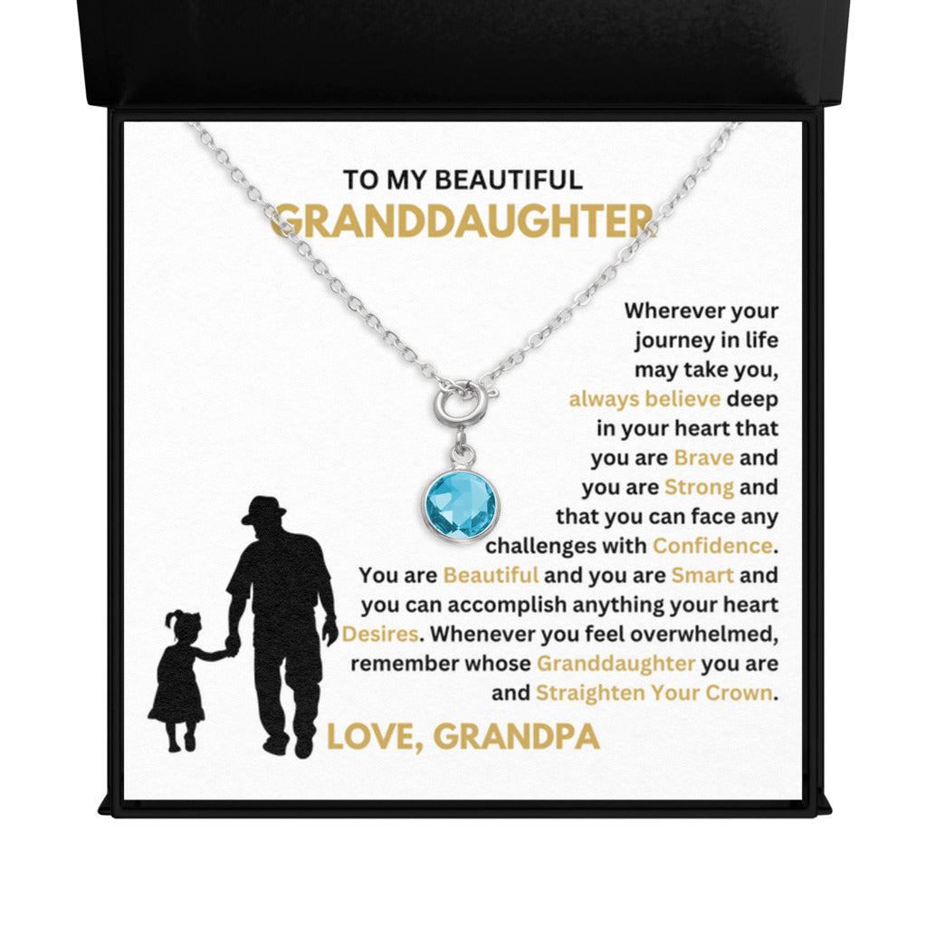 March Granddaughter Birthstone Necklace from Grandpa