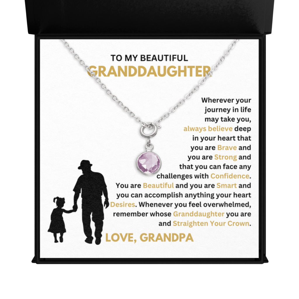 June Granddaughter Birthstone Necklace from Grandpa