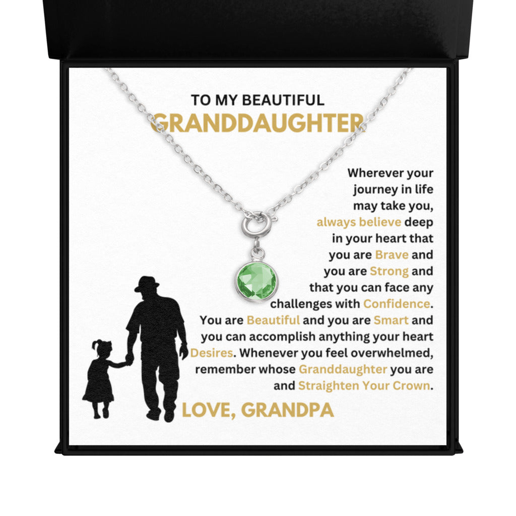 August Granddaughter Birthstone Necklace from Grandpa