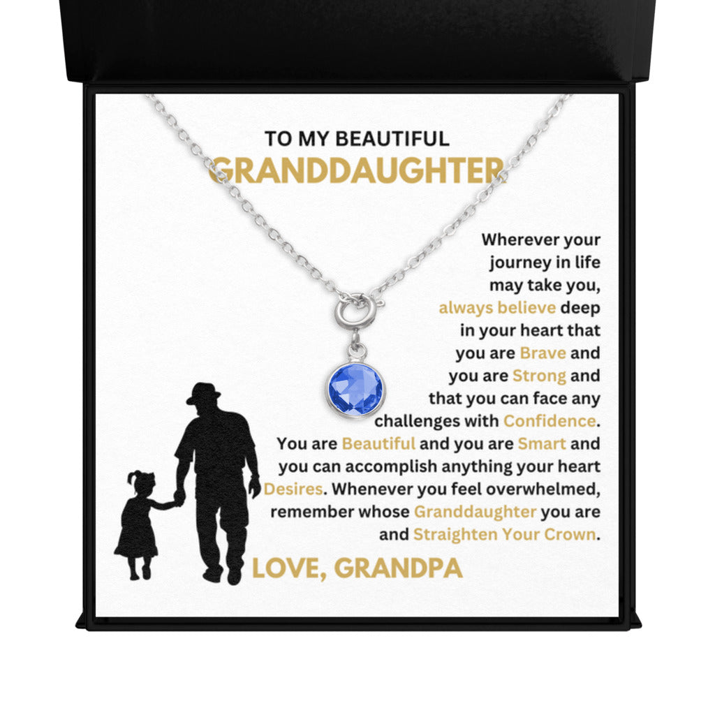 September Granddaughter Birthstone Necklace from Grandpa