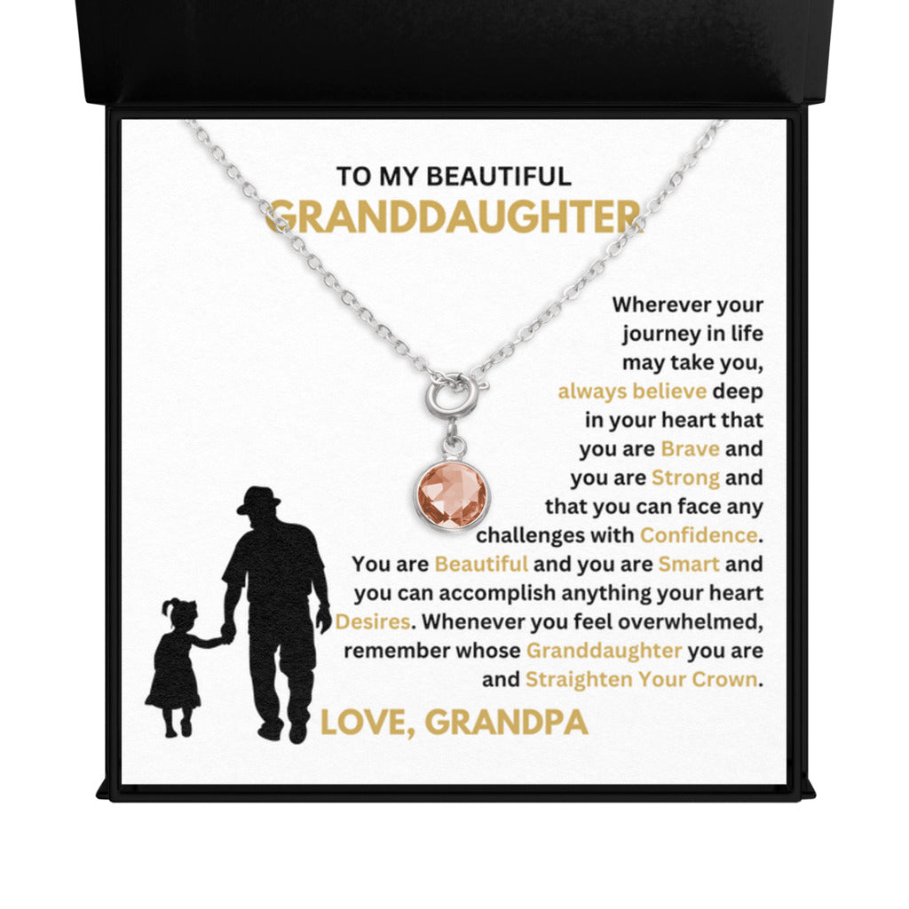 October Granddaughter Birthstone Necklace from Grandpa