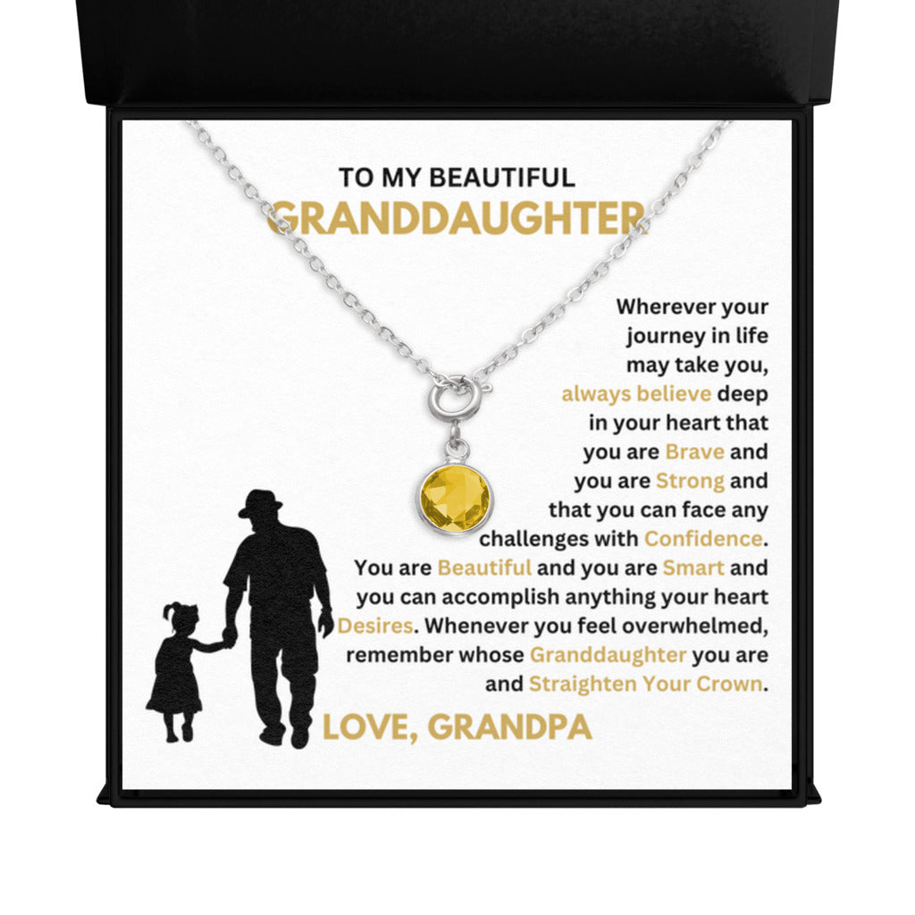 November Granddaughter Birthstone Necklace from Grandpa