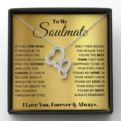 To My Soulmate Necklace - Romantic Gift for Special Occasions & Just Because Love - Heart-to-heart Pendant Necklace