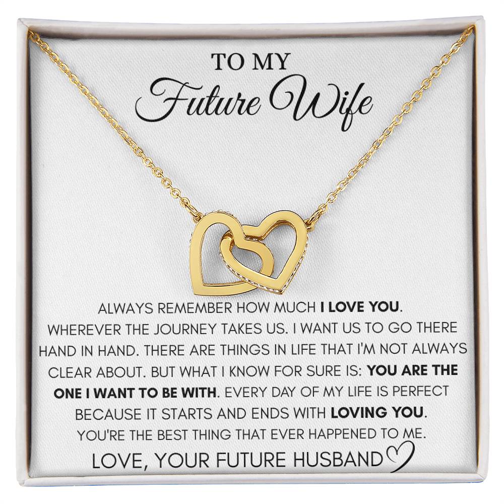 Future Wife Gift - Beautiful Necklace for Girlfriend for Birthday, Christmas & Romantic Moments - Interlocking Hearts Necklace