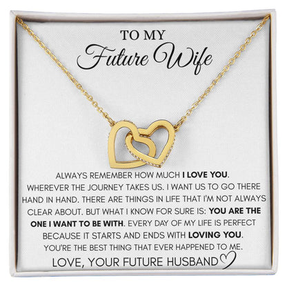 Future Wife Gift - Beautiful Necklace for Girlfriend for Birthday, Christmas & Romantic Moments - Interlocking Hearts Necklace