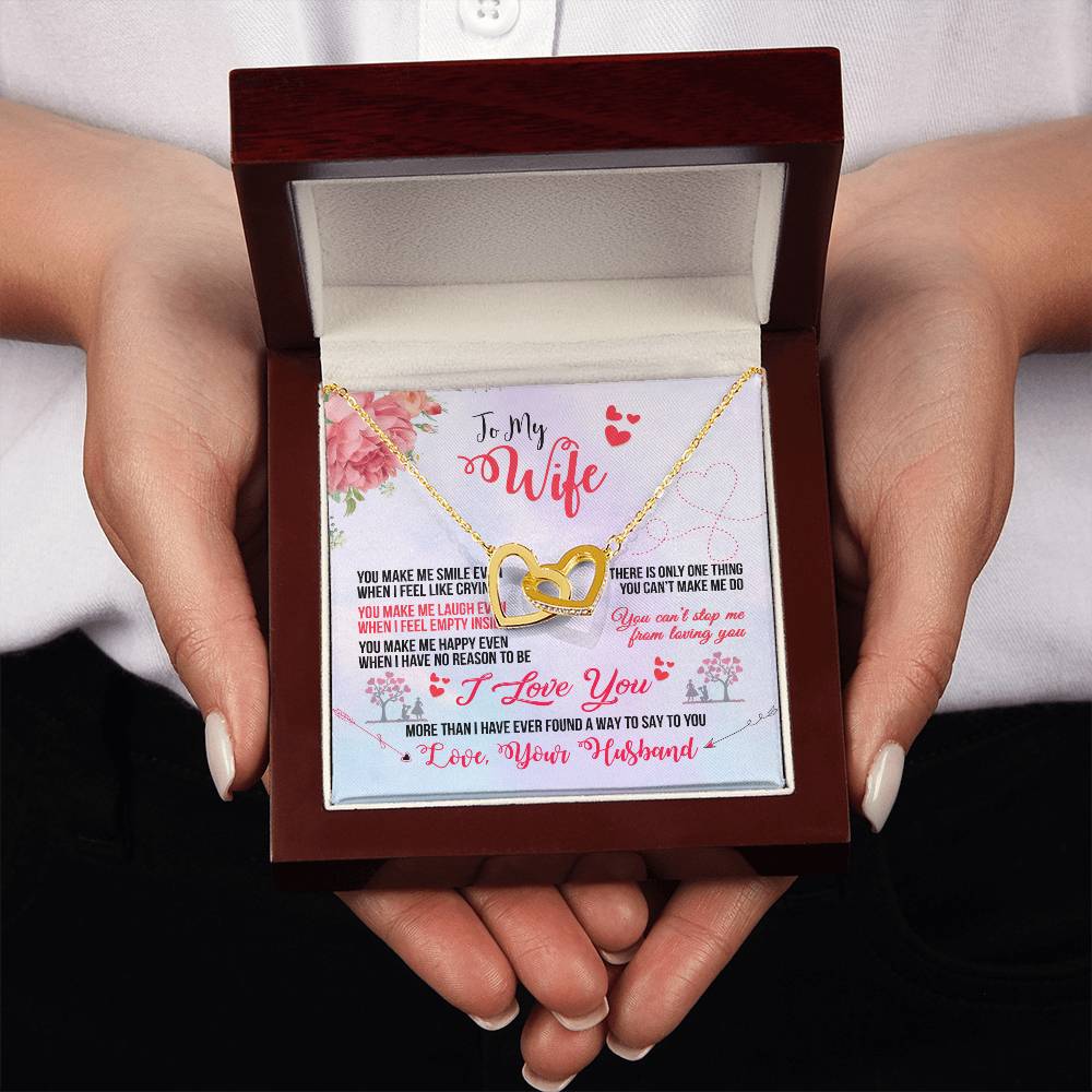 To My Beautiful Wife Necklace - Unforgettable Husband Gift, Emotional Jewelry for Anniversary & Valentine’s Day - Interlocking Hearts Necklace