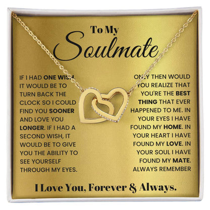 To My Soulmate Necklace - Romantic Gift for Special Occasions & Just Because Love - Interlocking Hearts Necklace