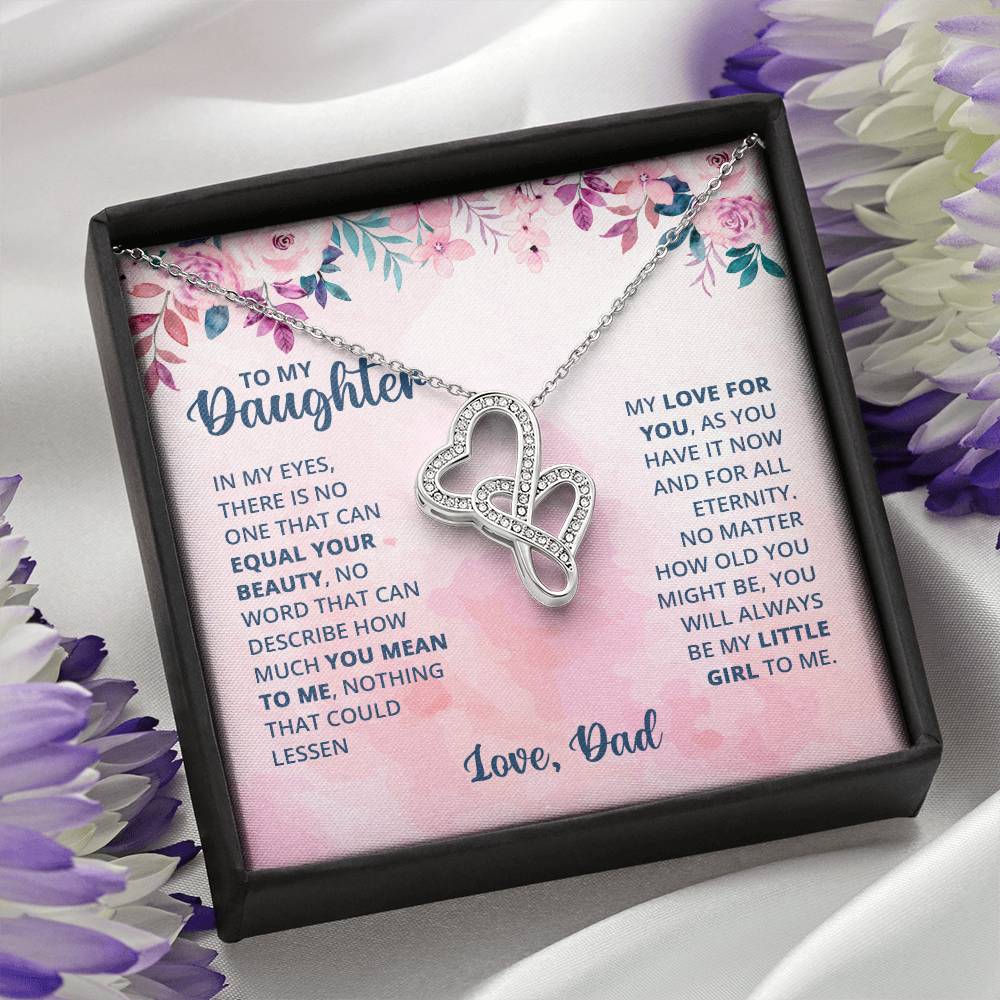 To My Daughter Necklace - Heartwarming Gift from Dad for Daughter’s Birthday & Meaningful Achievements - Heart-to-heart Pendant Necklace