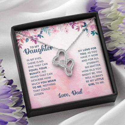 To My Daughter Necklace - Heartwarming Gift from Dad for Daughter’s Birthday & Meaningful Achievements - Heart-to-heart Pendant Necklace