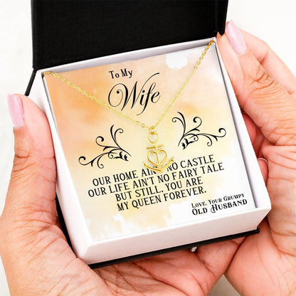 To My Wife Necklace - Best Surprise Gift for Wife from Husband for Anniversary, Christmas & Valentine’s Day - Anchor Pendant Necklace