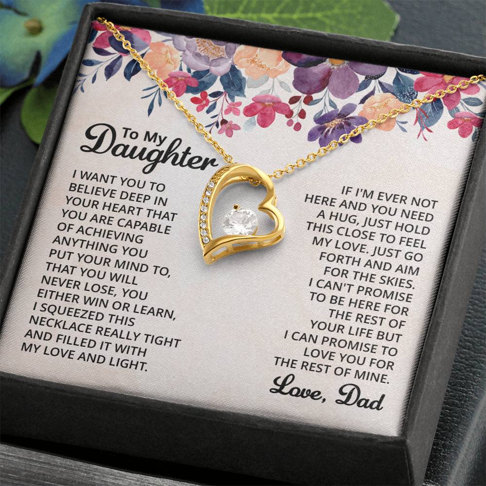 To My Daughter Necklace – Dad to Daughter Birthday Jewelry – Forever Love Necklace