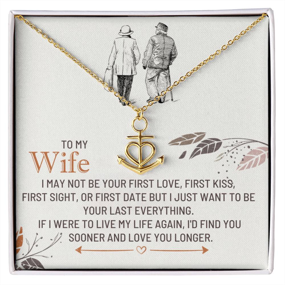 To My Wife Necklace - Romantic Everyday Jewelry Gift from Husband for Birthday, Valentine’s Day & Just Because - Anchor Pendant Necklace