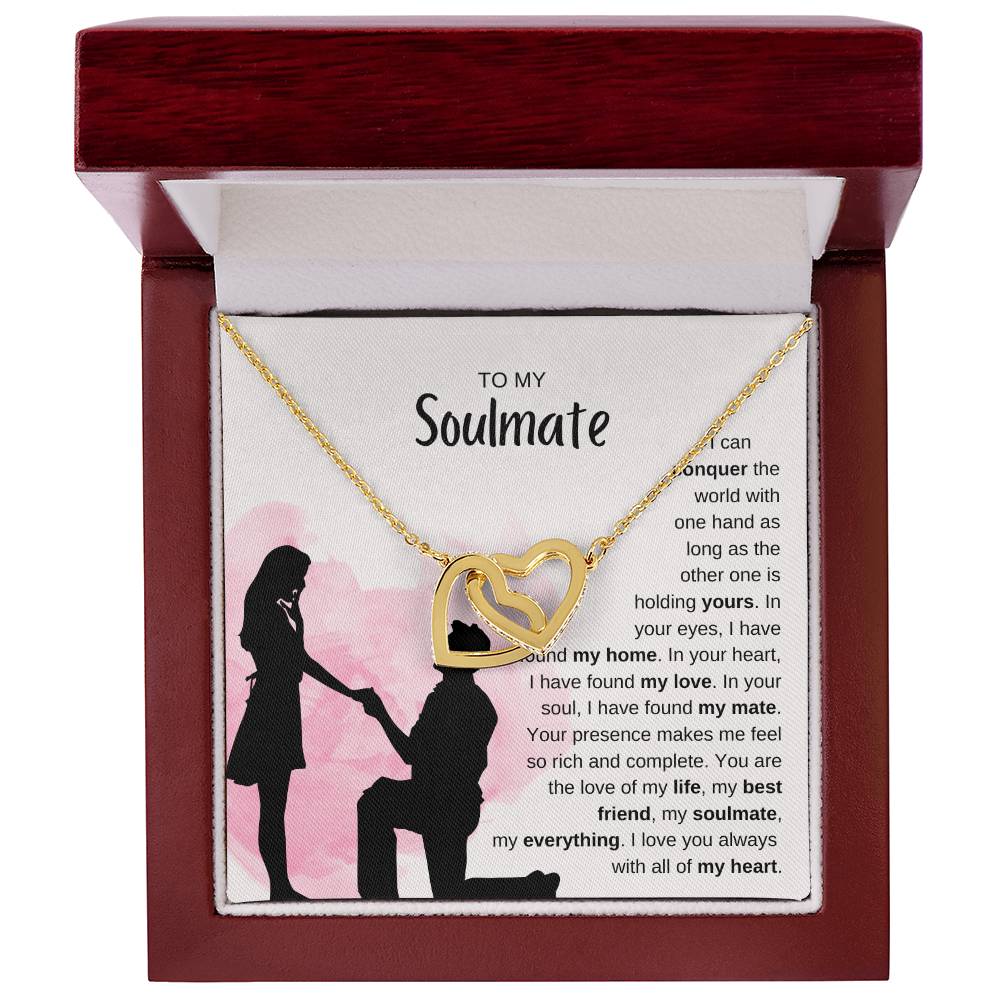 To My Soulmate Necklace - Soulmate Jewelry for Valentine’s Day & Gifts for Her - Interlocking Hearts Necklace