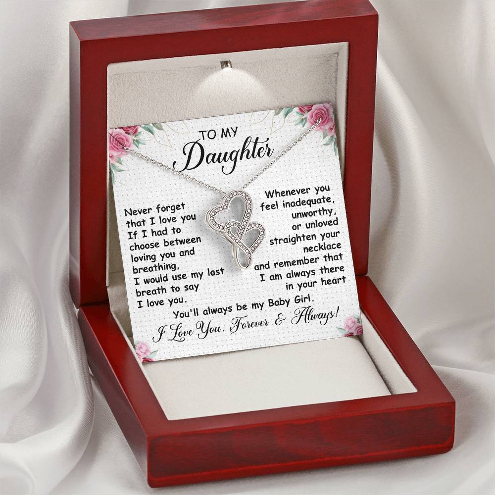 To My Daughter Necklace – Daughter Jewelry: Graduation, Birthday & Christmas – Heart-to-heart Pendant Necklace