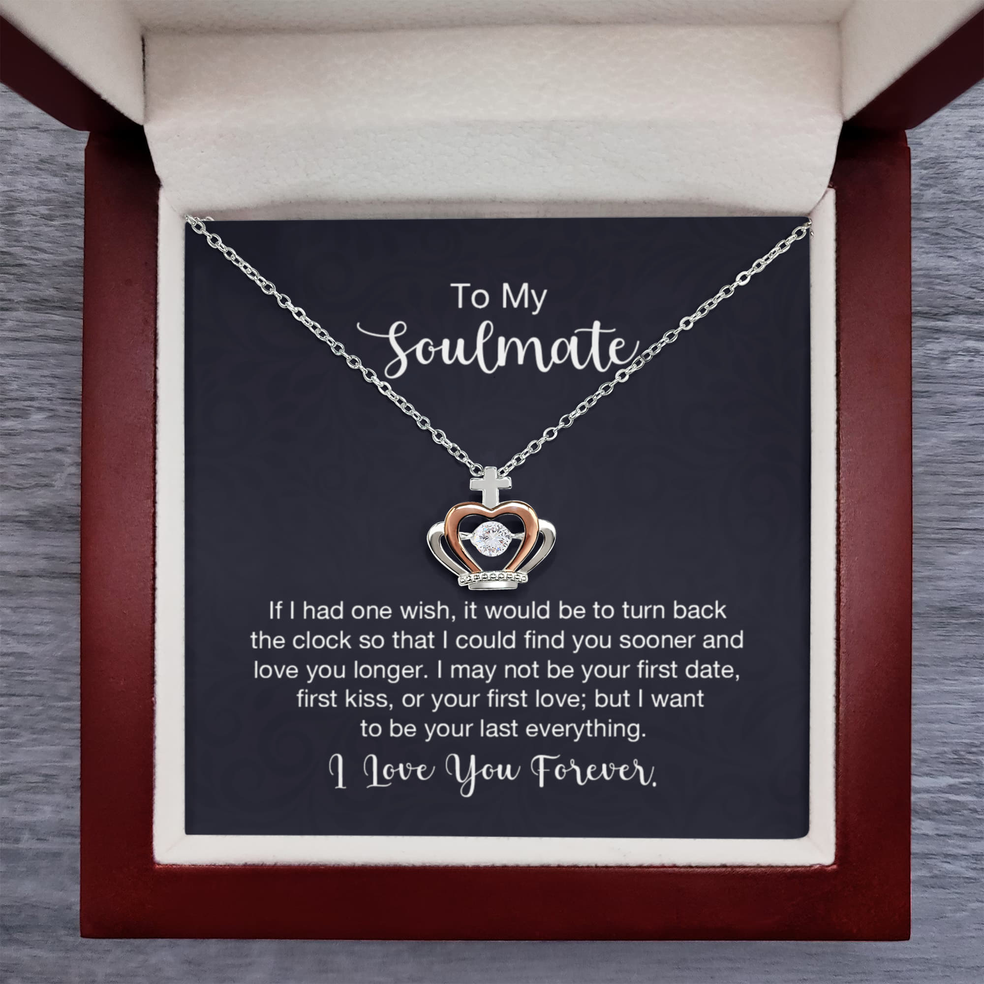To My Soulmate Necklace - Soulmate Jewelry for Valentine’s Day & Gifts for Her - Crown Pendant Necklace