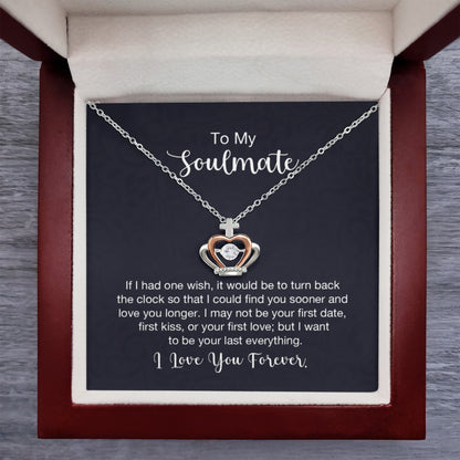 To My Soulmate Necklace - Soulmate Jewelry for Valentine’s Day & Gifts for Her - Crown Pendant Necklace