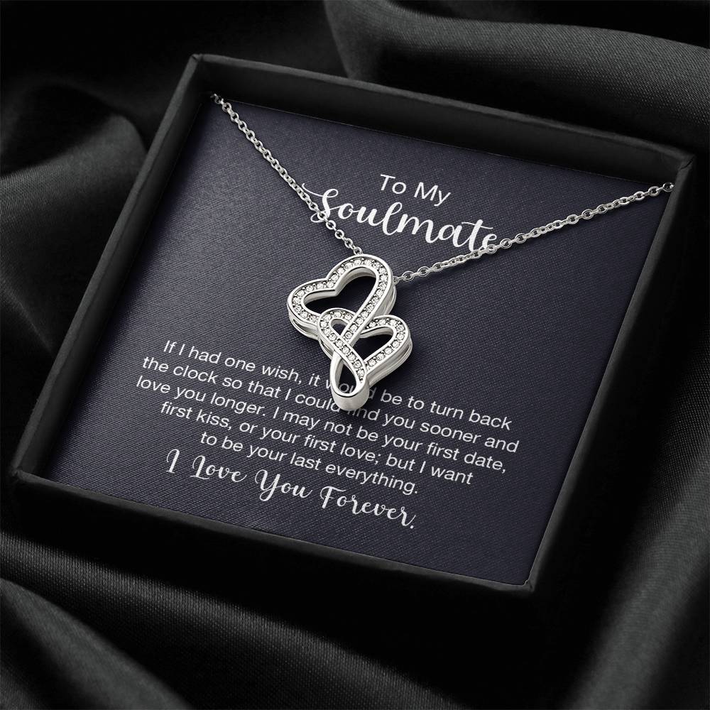 To My Soulmate Necklace - Soulmate Gift for Her for Valentine’s Day & Every Day Love - Heart-to-heart Pendant Necklace