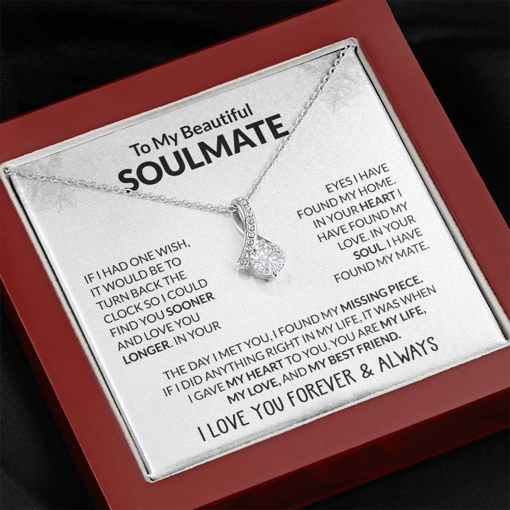 To My Beautiful Soulmate Necklace - Jewelry Gift for Her for Celebrating Romantic Moments - Alluring Beauty Necklace