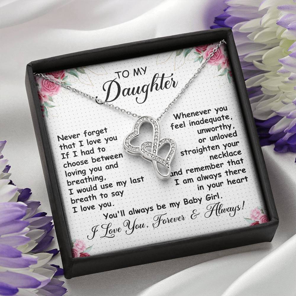 To My Daughter Necklace – Daughter Jewelry: Graduation, Birthday & Christmas – Heart-to-heart Pendant Necklace