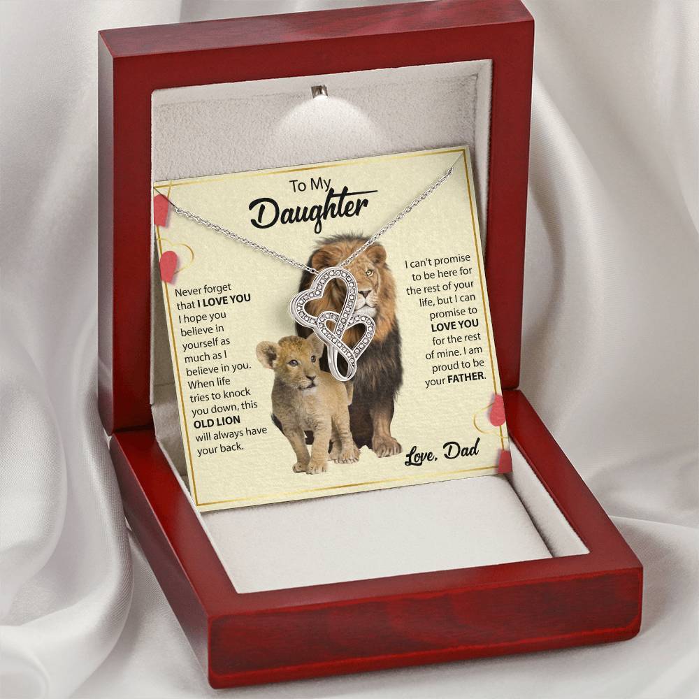 To My Daughter Necklace - Emotional Father to Daughter Jewelry for Birthday, Christmas & Life Happiness - Heart-to-heart Pendant Necklace
