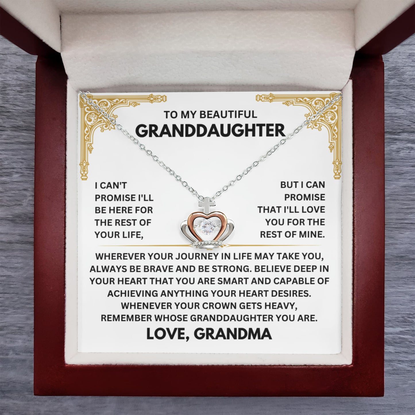 To My Granddaughter Necklace – Grandma Gift for Granddaughter Christmas Graduation – Crown Pendant Necklace